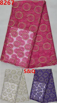 

High quality 5yards african french lace fabric with net lace fabric african tull lace fabric for nigerian wedding dress 8267