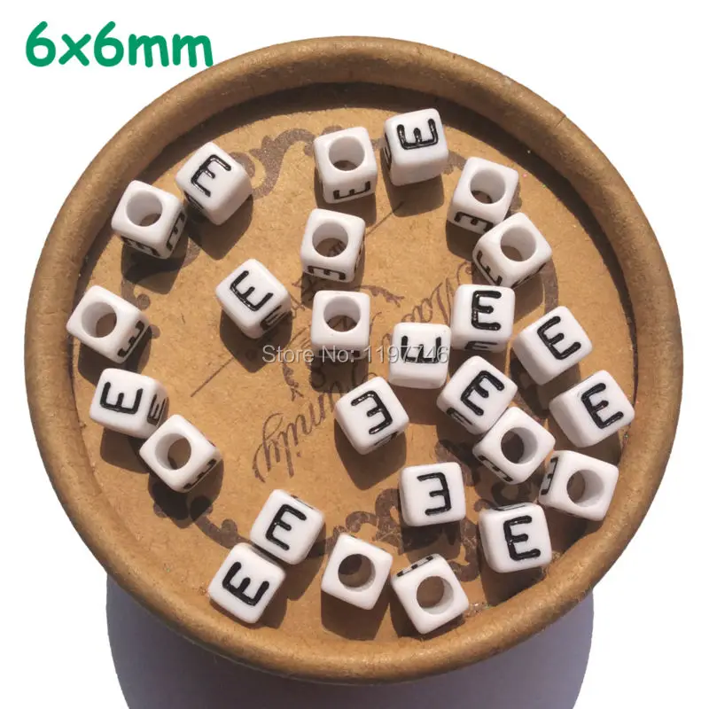6mm 2600pcs Alphabet Beads Cube Letter Beads E Letter Supplies Making 
