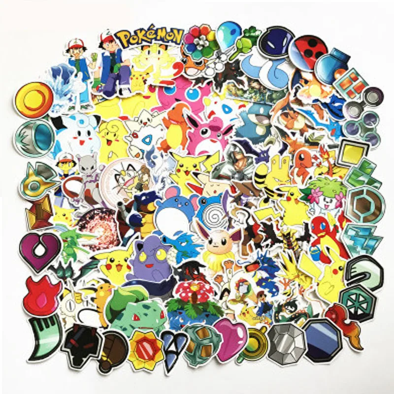 

93 Pcs Mixed Cute Pikachu Stickers for Laptop Home Decor Car Styling Decal Fridge Doodle Cartoon Waterproof Sticker