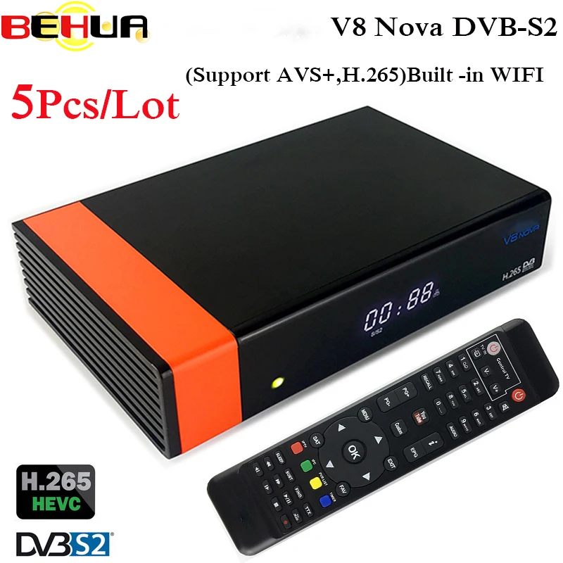 

5Pcs/lot V8 NOVA same as free sat V9 SUPER DVB S2 satellite receiver Built in wifi support H.265, AVS same as at V8 super