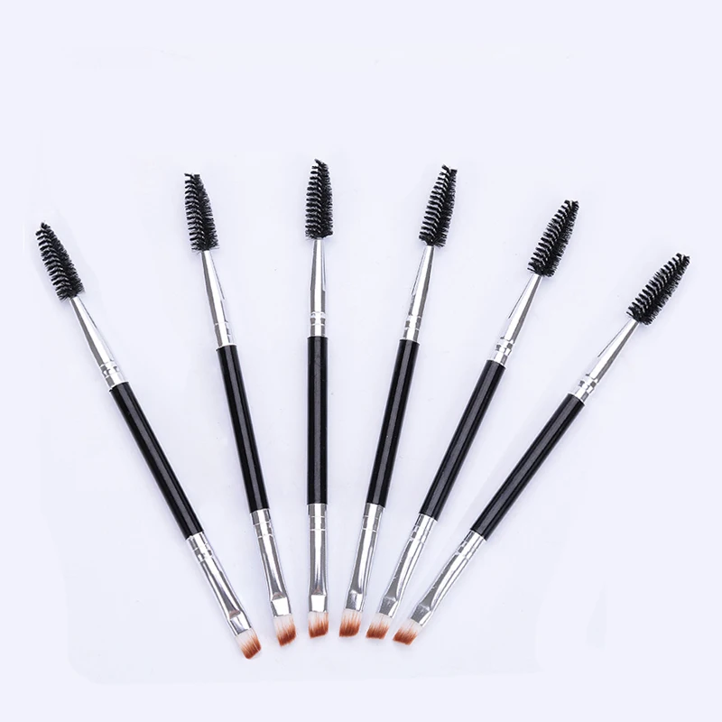 

1pcs wholesales black+silver Professional Cosmetic Make-up Brush plastic+Synthetic Hair Double Eyebrow Brush+Eyebrow Comb blush
