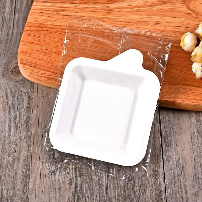 

100 Pcs 13.3*11.2*1.6cm Compostable Plates Sugarcane Plate square Disposable Biodegradeable Natural Paper Dishes