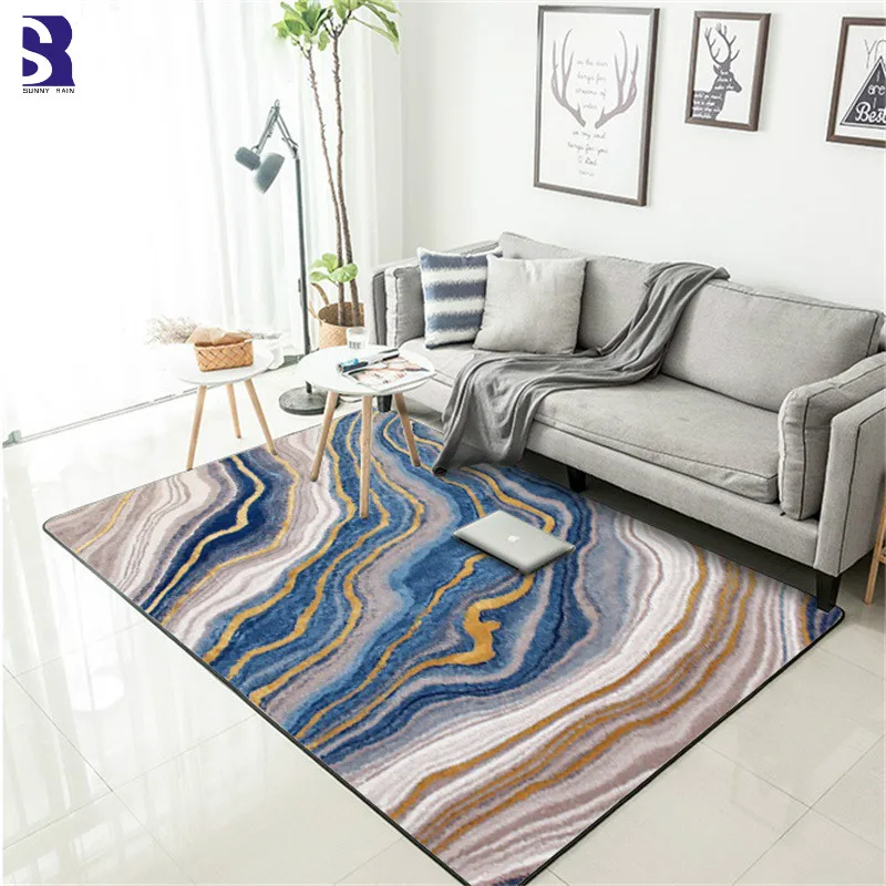 SunnyRain 1-piece Marbling Carpet Area Rug For Living Room Rugs Stone Pattern Kitchen Rugs Slipping Resistance Washable