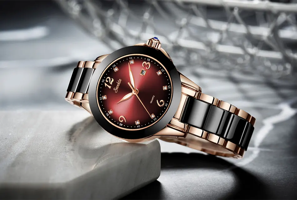 Casual Cristal Dial Rose Gold Relojes Pará Mujer À Prova D' Água