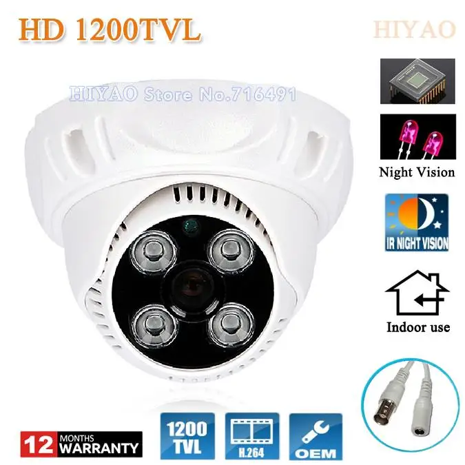 

Free shipment HD 1/2.5" CMOS CCTV Camera 1200TVL IR CUT Dome Indoor Night Vision Home Surveillance Security Camera