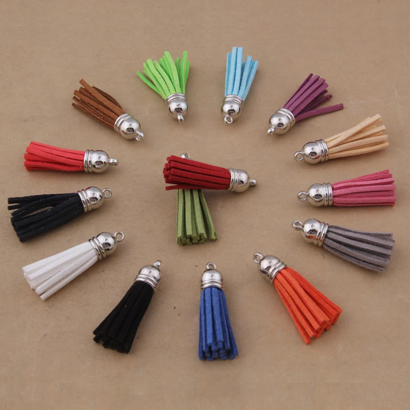 42mm Mix Color Suede Tassel For Keychain Cellphone Straps Jewelry Charms,100pcs Leather Tassels Diy Accessories