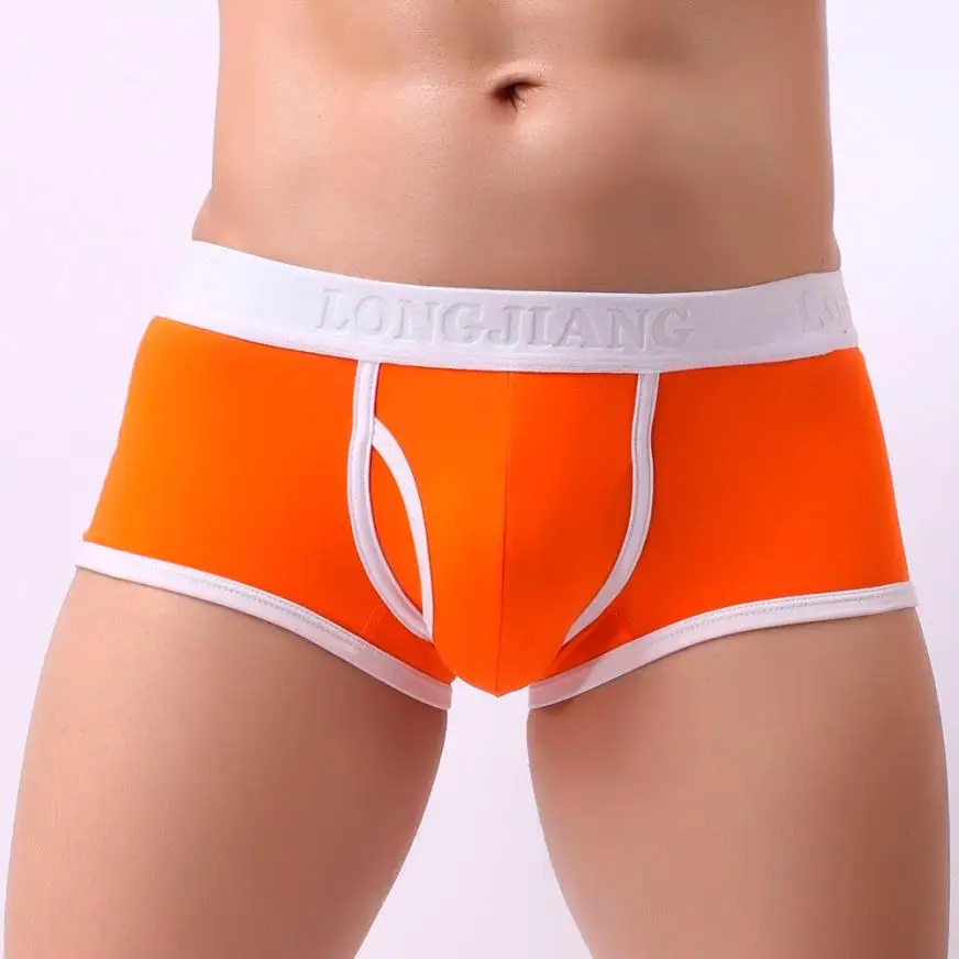 Мужские сексуальные мужские шорты, дышащие хлопковые боксеры, мужские трусы-боксеры homme - Цвет: Оранжевый