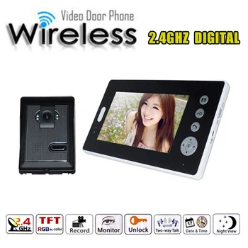 

7 Inch Wireless Intercom System Video Door Phone 2.4 Ghz Wireless Doorbell Access Control