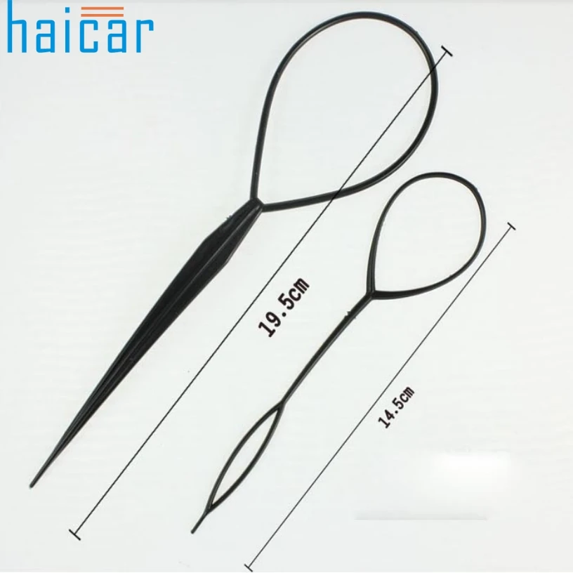Best Deal Set of 2 Pcs Size L and S Black Topsy Tail Hair Braid Pony Tail Maker Hair Styling Salon Tools for Beauty#30