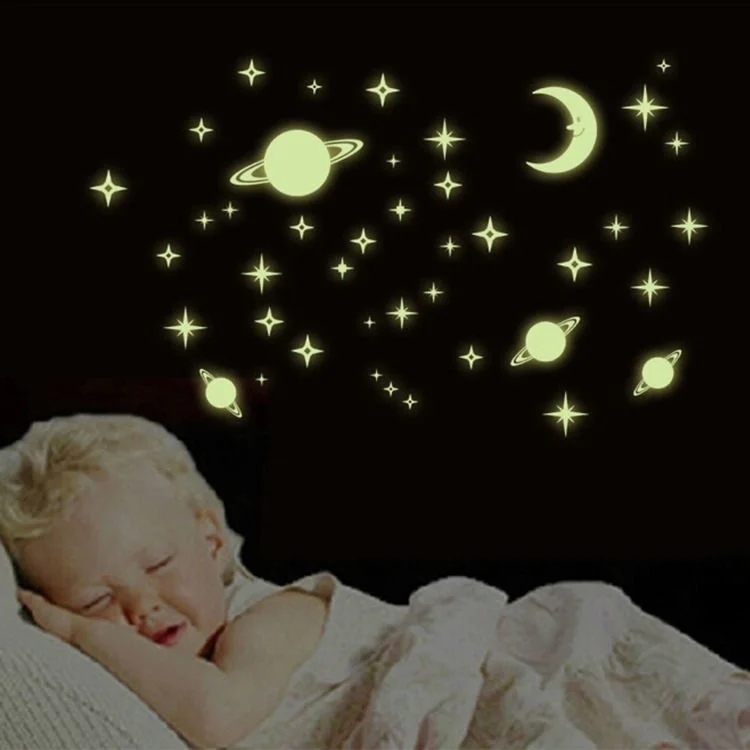 Dozzlor DIY Wall Stickers Luminescence Moon Stars Luminous Posted Room Decor Removable Kids Wallpaper | Дом и сад
