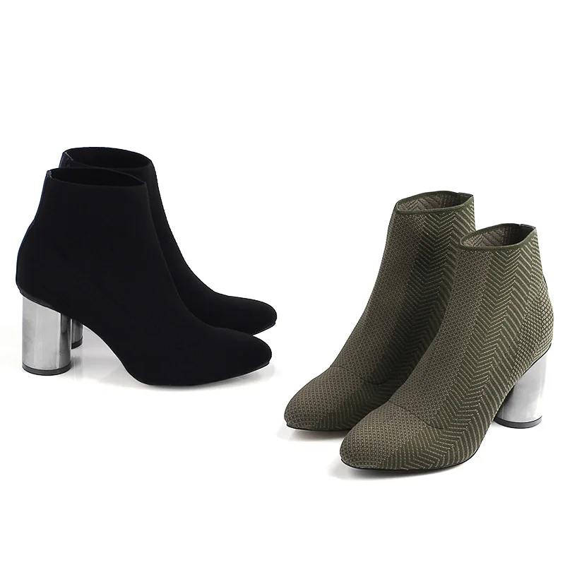 

Female Fashion Ankle Elastic Sock Boots Chunky High Heels Stretch Women Autumn Causal High QuiltyBooties