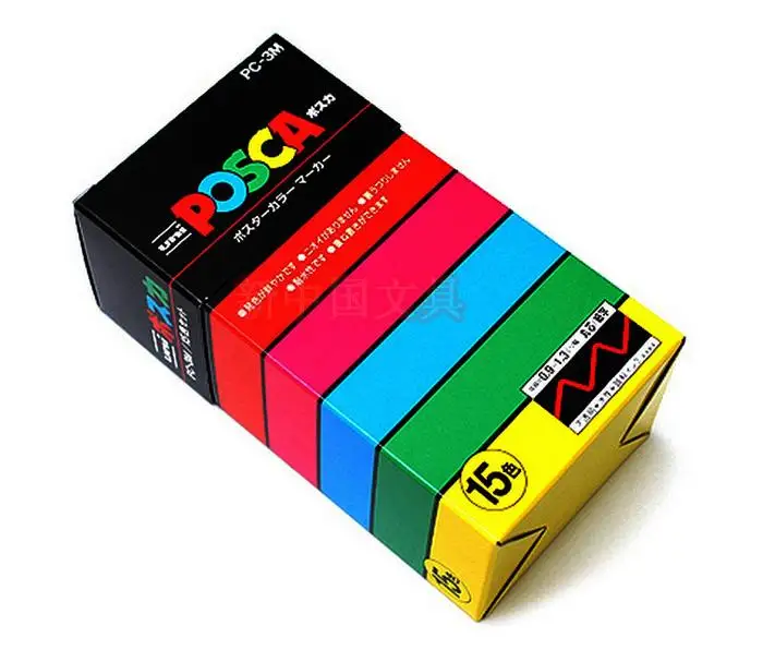 Ручка Posca PC-3M Краска Маркер письменная ручка тонкий наконечник 0,9-1,3 мм 15 цветов/комплект