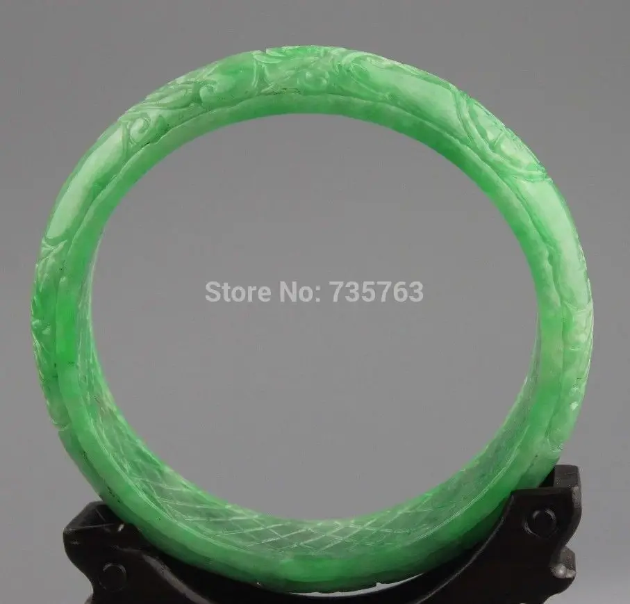 

xiuli 00509 Chinese green jade bangle hand-carved jade Bracelet