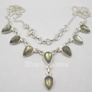 

Chanti International DROP BLUE FIRE LABRADORITE ELEGANT Necklace 17 5/8" COMBINED SHIPPING