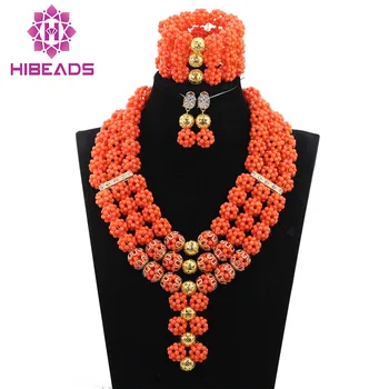 

Fabulous 3 Layers Coral Necklace Bracelet Earrings Jewelry Set Wedding African Coral Jewelry Set for Brides Free Shipping CNR762
