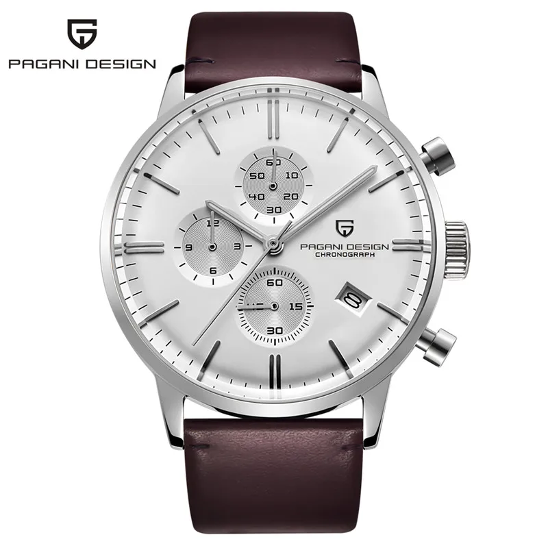 PAGANI Дизайн мужские часы с хронографом лучший бренд класса люкс водонепроницаемые спортивные военные кварцевые часы мужские s часы Relogio Masculino - Цвет: silver white