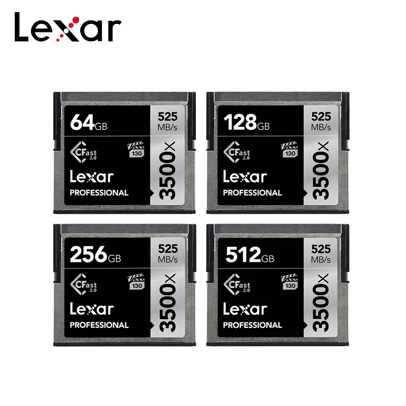 Купить Оригинальный Lexar CFast 2,0 3500x CF карта 64 GB 128 GB 525 МБ с. 256 GB 512 GB VPG 130 Compactflash карты памяти для 4 K Full HD Камера