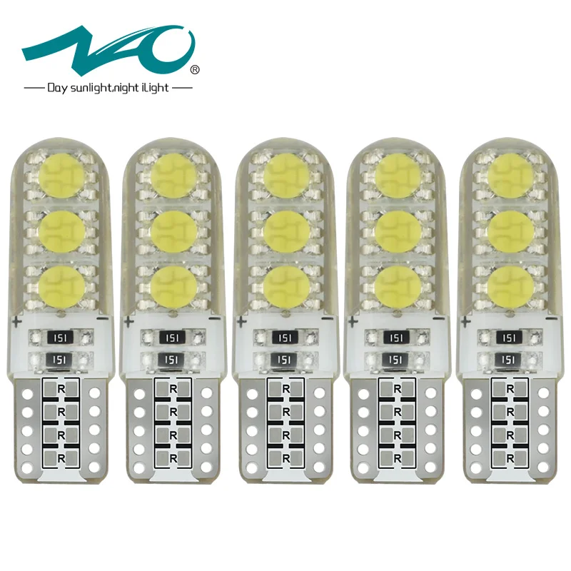 

5x W5W LED T10 5050 COB Bulb 168 194 Car Turn Signal Light Trunk Lamp Interior light 12V White Auto Light for lada NAO