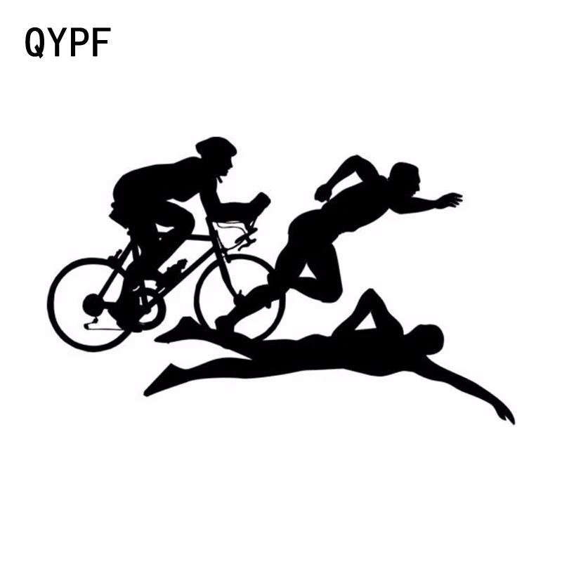 

QYPF 13cm*8cm Funny Triathlon Sports Car Sticker Decal Vinyl Accessories S2-0065