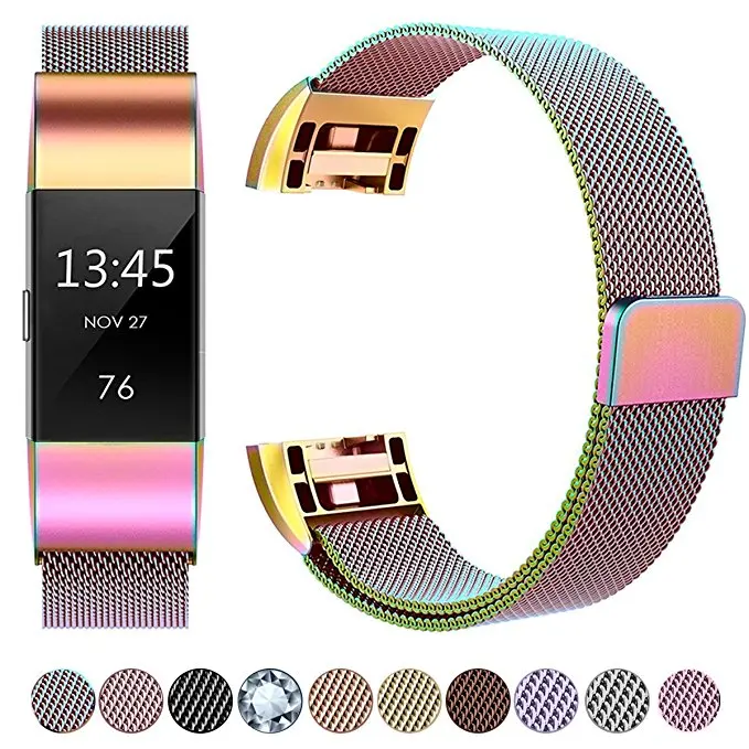 Магнитный браслет из нержавеющей стали ремешок для Fitbit Charge 2 сменные браслеты миланские полосы для Charge 2 Аксессуары для часов