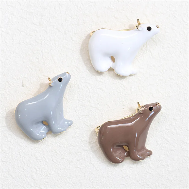 

White Bear Enamel Pin Brooches Men Women Alloy 3 Polar Bear Animal Brooch Girls Gift Bag Hat's Badges Party Banquet Accessories