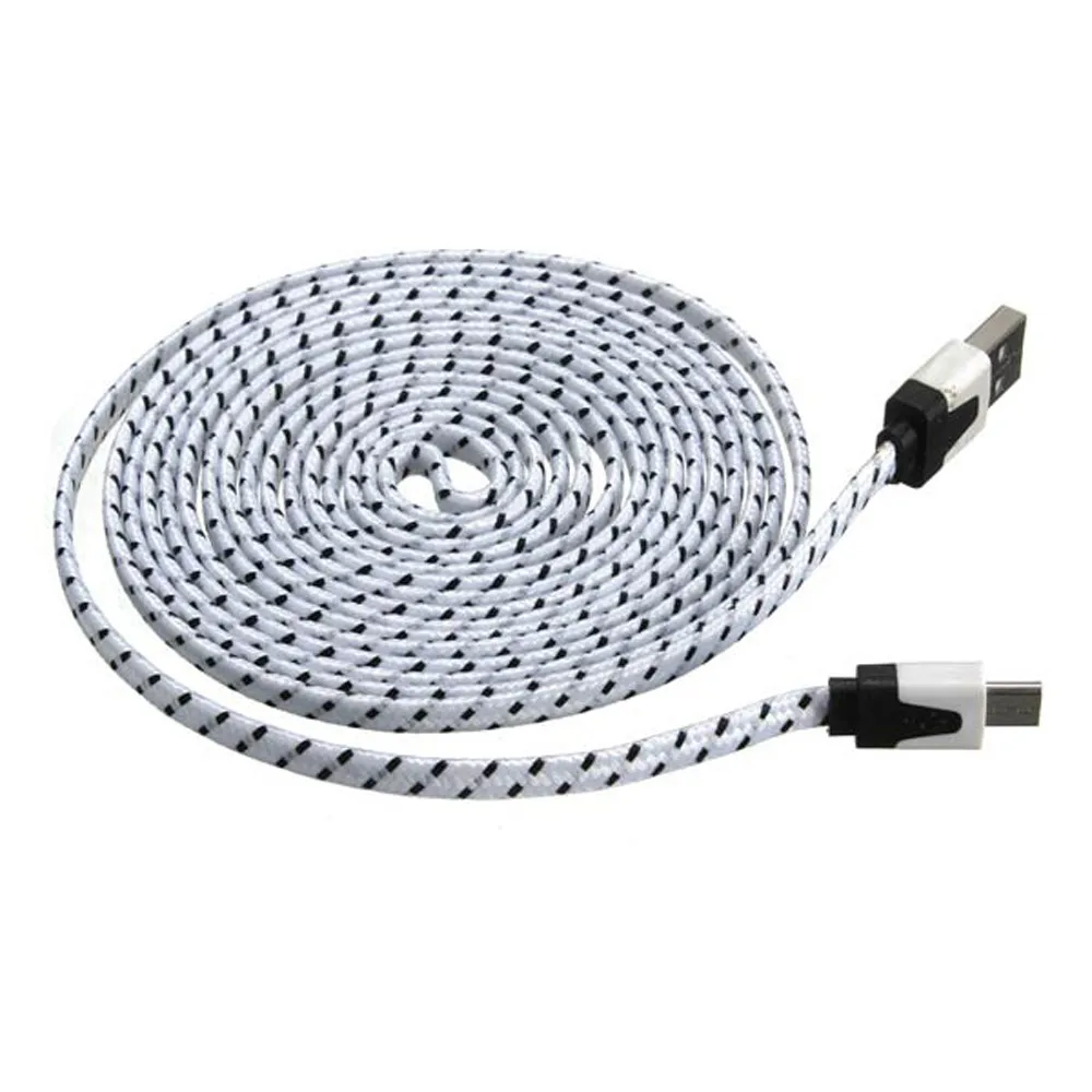Кабель мини-usb 3M Ткань тканый плоский микро usb-кабель для зарядного устройства синхронизации данных кабель для планшета Чехол для мобильного телефона - Цвет: White