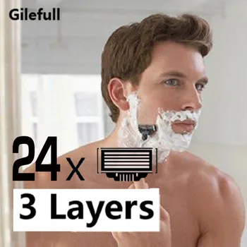 

24pcs Razor blades for men 3 layer High quality shaving cassettes facial care shaving blades gillettee Mache 3