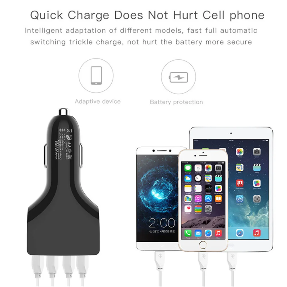 Автомобильное зарядное устройство USB с 4 портами QC 3,0 Быстрая зарядка Qucik для Xiaomi Mi 9 huawei P30 Pro samsung S8 S9 S10 iPhone X 8 универсальный адаптер