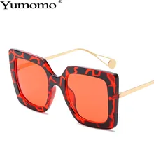 Негабаритные Suqare солнцезащитные очки для женщин Personlity винтажные металлические Модные леопардовые коричневые градиентные цветные зеркальные UV400 женские очки