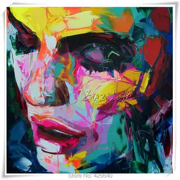 

Palette knife painting portrait Francoise Nielly Hand painted Palette knife Face Oil painting Impasto figure on canvas Pop art 3