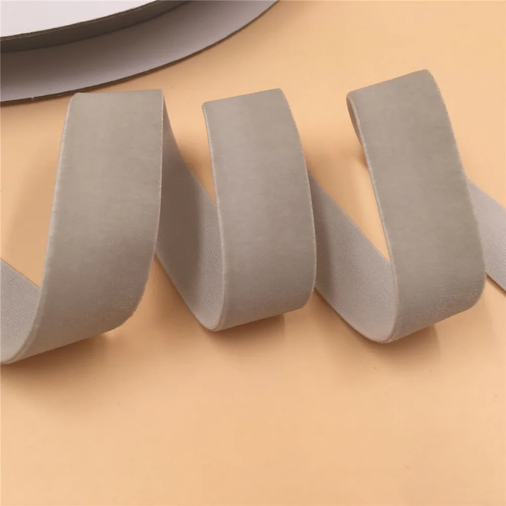 

5yard/lot 7/8" 22mm width grey silver stretch elastic single side velvet ribbon velour webbing headband Hair band accessories