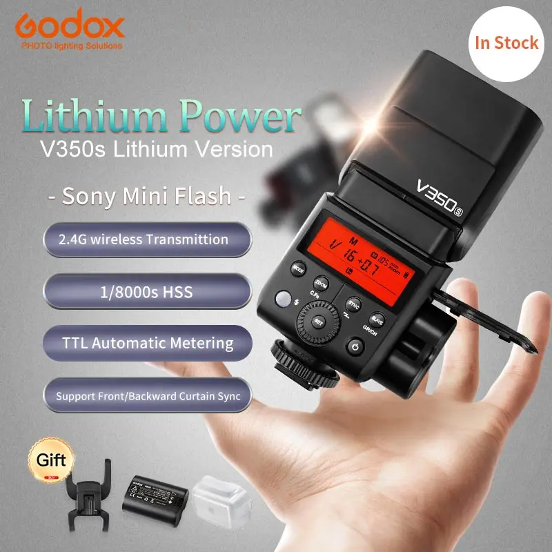 

In Stock Godox Camera Flash V350s TTL HSS Function Upgraded tt350s flashes godox Build-in Li-ion Battery For Sony Cameras