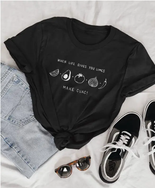 When Life Gives You Limes T-Shirt Funny Saying Eco Tee Stylish vegetable fruit Slogan Graphic Tops Girl Tumblr Camisetas Outfits2