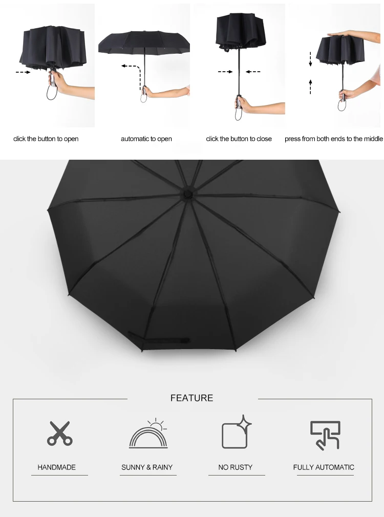 Ветрозащитный складной автоматический зонтик от дождя для женщин и мужчин, ветрозащитный деловой автоматический зонтик от дождя, мужской ветрозащитный зонт 10 к