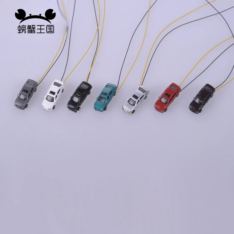 10pcs LED 조명 시뮬레이션 소형 자동차 모드 HO N 스케일 기차 철도 레이아웃 철도 풍경 액세서리 1:150 1:200