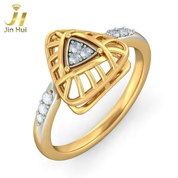 

Jinhui Women The Woven in Love Ring Solid 18K Yellow 750 Gold 0.127CT Natural Diamond Jewelry Free Engraving