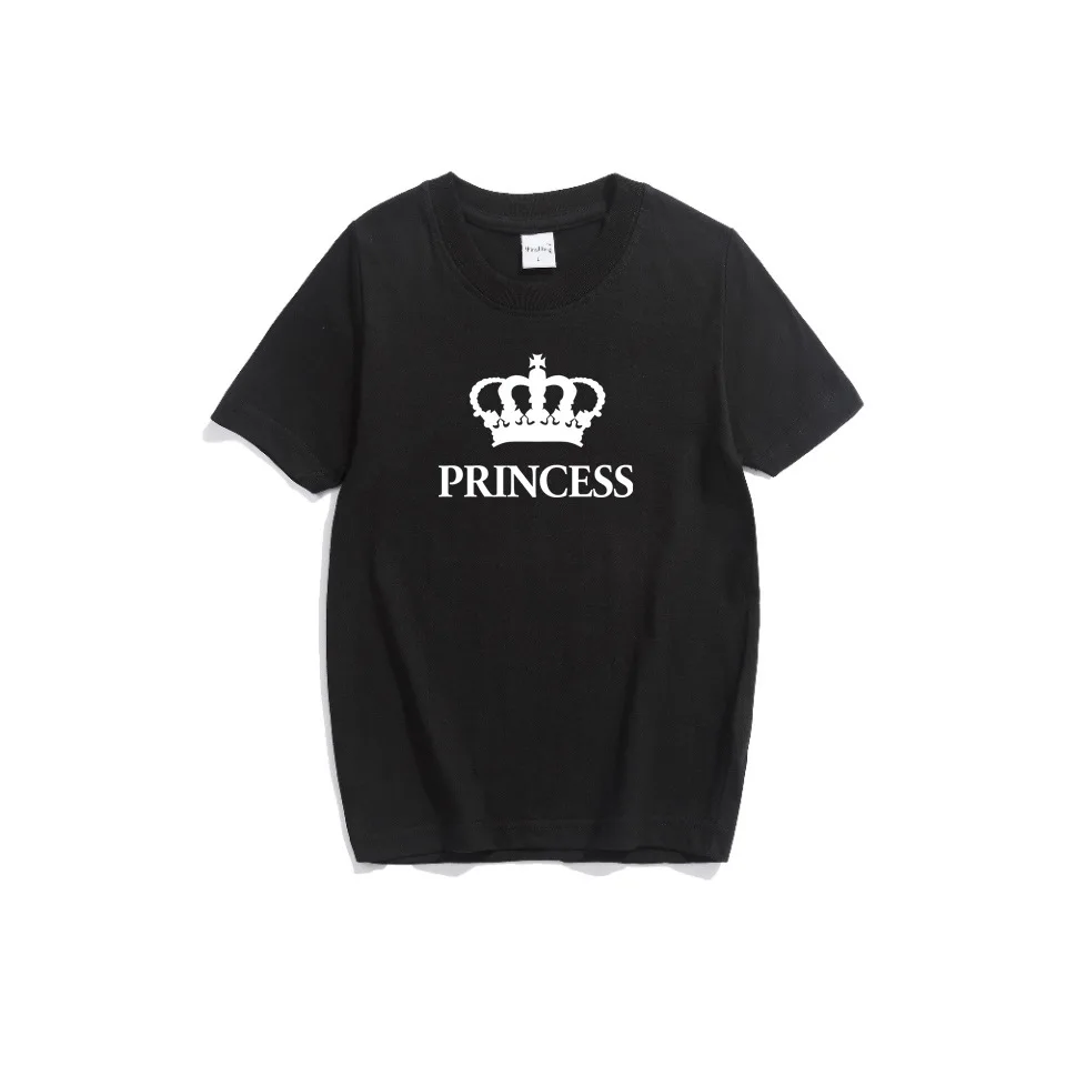 Футболки для всей семьи, футболка принцессы с принтом Король Королева принц, футболка для папы и сына, Одинаковая одежда для папы, мамы и меня, топы