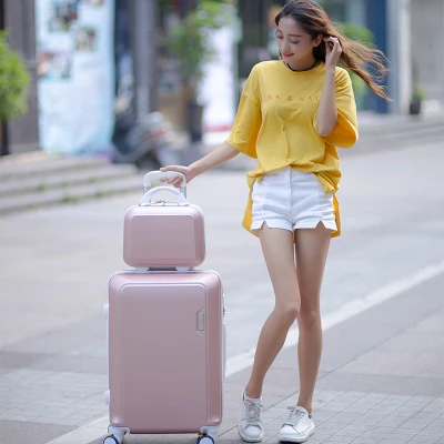 Багажная сумка, детский женский чемодан, ABS мультяшная дорожная коробка, сумка на колесиках, 2" 22" 2" 26" 2" дюймов - Цвет: Rose glod