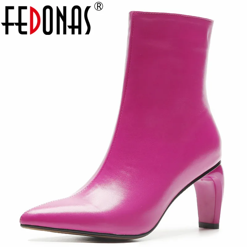 FEDONAS New Women Genuine Leather Ankle Boots Sexy Pointed Toe High Heels Party Wedding Shoes Woman Prom Pumps Female New Boots FEDONAS New Women Genuine Leather Ankle Boots Sexy Pointed Toe High Heels Party Wedding Shoes Woman Prom Pumps Female New Boots