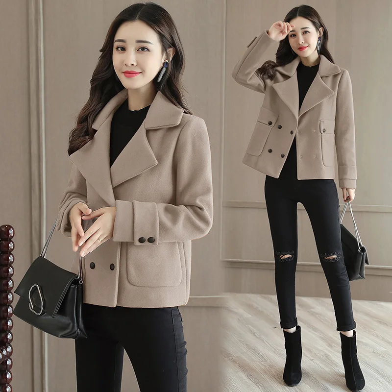 Kaufen 2019 neue Frühling Herbst frauen Short Windbreaker Jacke Casual Weibliche Woolen Mantel Oberbekleidung V875