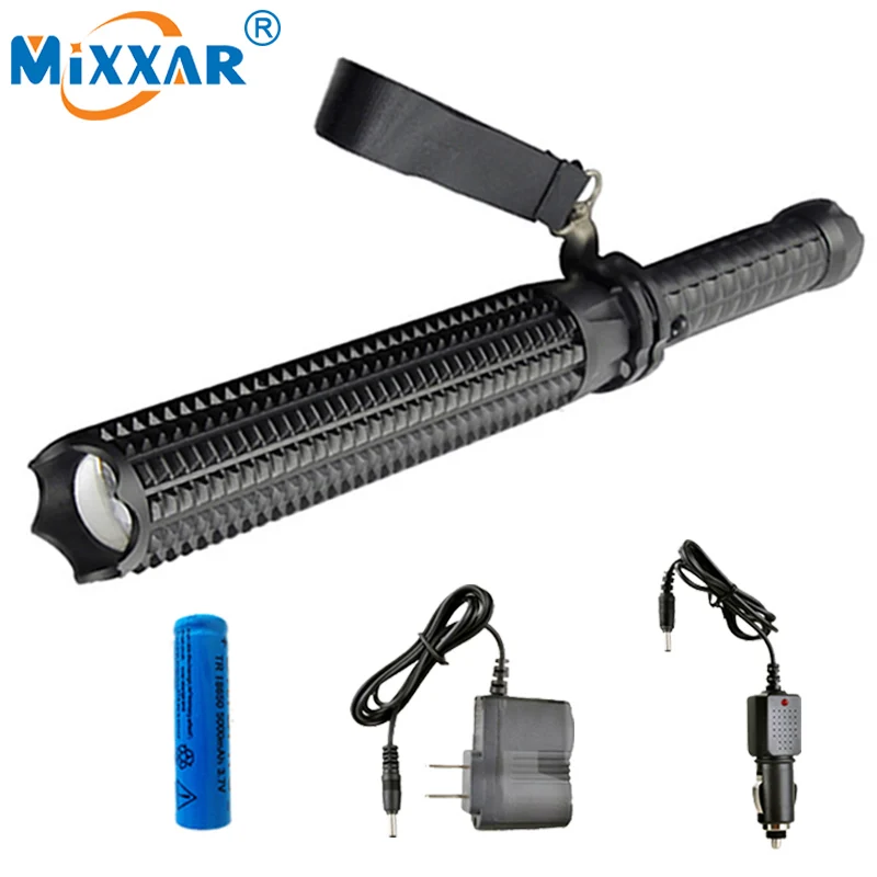 NZK30 Powerful 9000LM Led Flashlights 18650 CREE XM L2 Telescopic baton Self defense Police Patrol LED