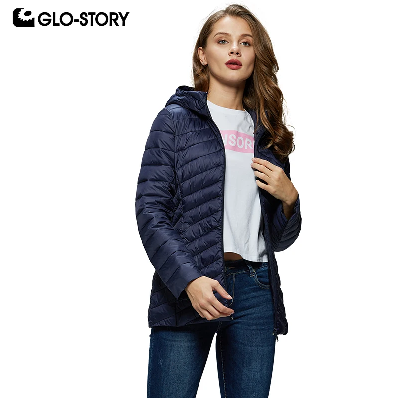 GLO STORY 2019 Новый Для женщин с капюшоном тонкий парки зимние пальто Slim Fit куртки