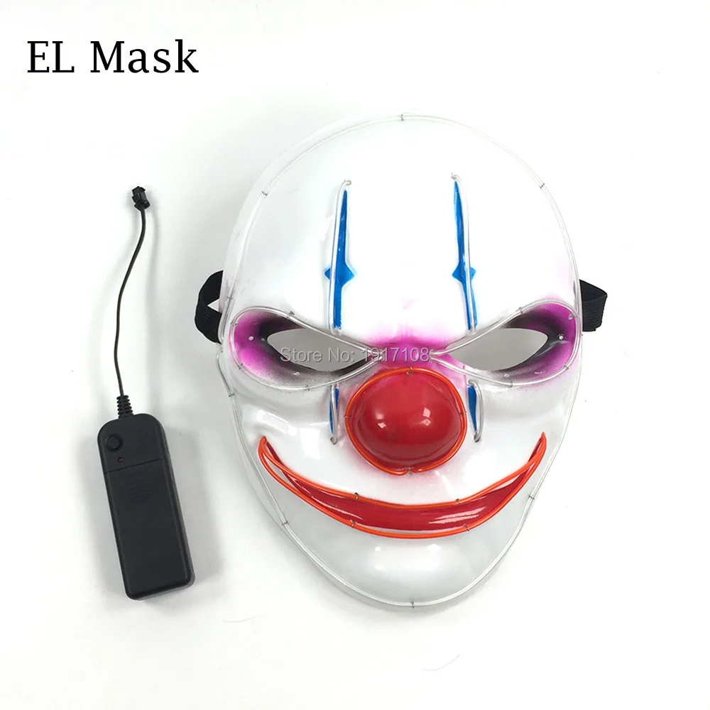 Halloween masquerade LED masks Clown mask EL wire mask el flashing mask