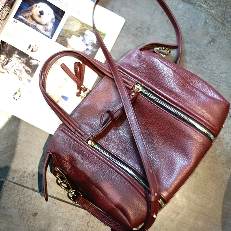 AETOO Simple practical head-layer cowhide pillow bag, leather hundred-hand-held oblique cross woman bag