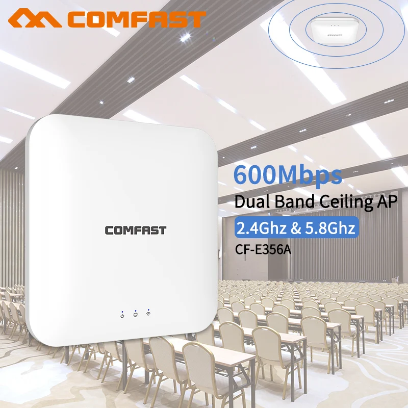 

Comfast High Power Wireless Indoor Ceiling 600Mbps 11ac 2.4G/5GHz WiFi AP Access Point WiFi Extender Router 48V PoE Adapter AP
