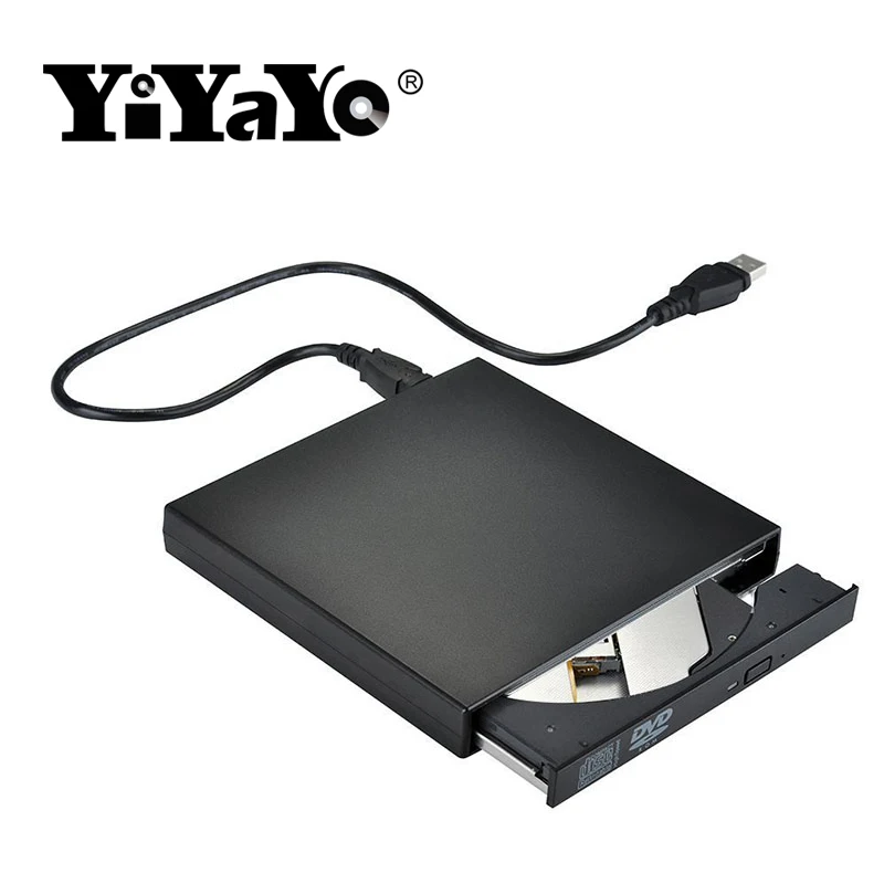 YiYaYo External DVD ROM Optical Drive USB 2.0 CD/DVD-ROM CD-RW Player Burner Slim Portable Reader Recorder Portatil for Laptop