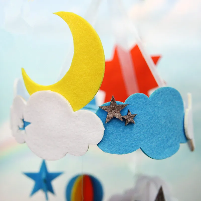 DIY ремесло облако Луна Небо ветряные колокольчики ручной работы детская кровать украшения войлочные ветряные колокольчики комплект Настенный декор Войлочная игрушка набор для рукоделия