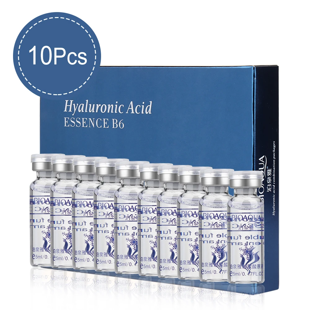 10Pcs Facial Hyaluronic Acid Essence Serum Moisturizer Vitamins