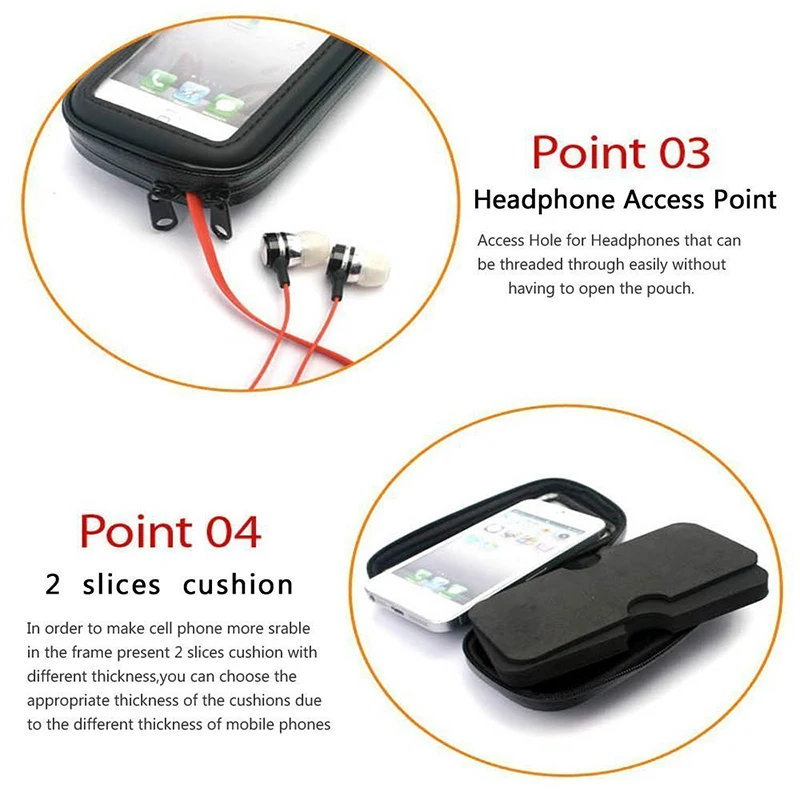 Fimilef Motorcycle Bike Ride Phone Waterproof Bag Case Adjustable Holder Handlebar Mount Dustproof Bag Navigation Phone Stand (6)