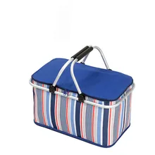 New 32L Large Ice Bag Folding Picnic Insulated Bag BBQ Meat Drinks Cooler Bag Folding Basket for Holidays Parties Picnic Grill